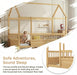 Natural Wooden Montessori Platform Bedstead With Fence