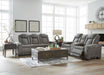 Next-Gen Durapella Modern Faux Leather Power Reclining Sofa with Adjustable Headrest, Gray