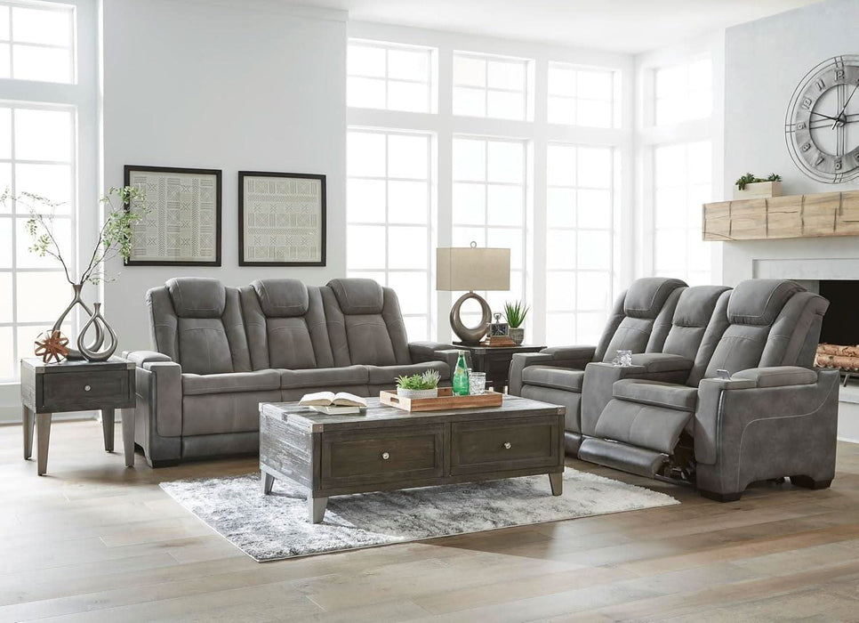 Next-Gen Durapella Modern Faux Leather Power Reclining Sofa with Adjustable Headrest, Gray
