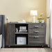 Grey Filing Cabinet with Charging Station & Lock