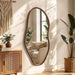 48"X22" Asymmetrical Mirror with Wood Frame Unique Irregular Mirror
