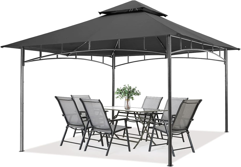 Outdoor Garden Gazebo for Patios with Stable Steel Frame(11X11, Dark Gray)