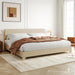 King Size Upholstered Bed Frame Adjustable Headboard, Beige