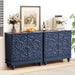 Accent Cabinet with 2 Doors, Luxury Carving Board Storage Sideboard with Adjustable Shelves, Buffet Cabinet Entryway Table for Living Room (Midnight Blue)
