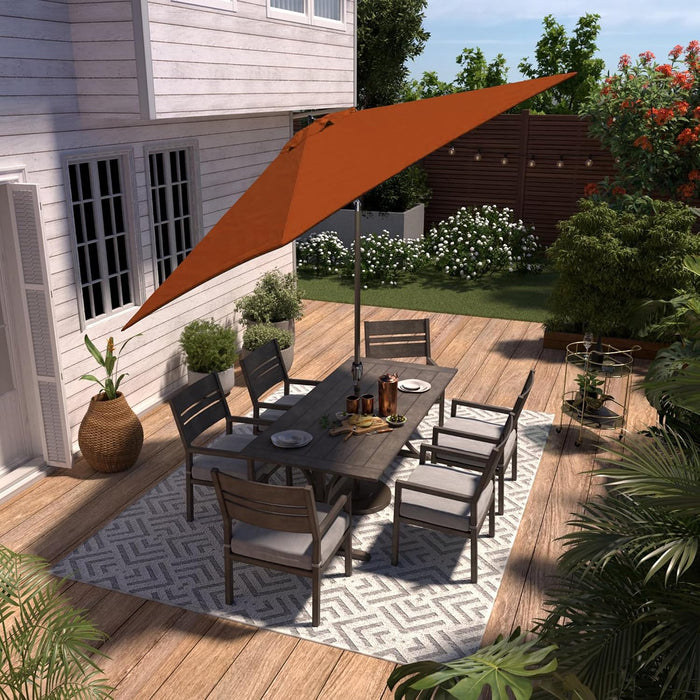 Sunline 11 Ft Patio Umbrella with Crank & Push Button Tilt, Outdoor Market Umbrella with UV Protection & Wind Vent, Metal Frame for Deck, Pool & Table, Tuscan