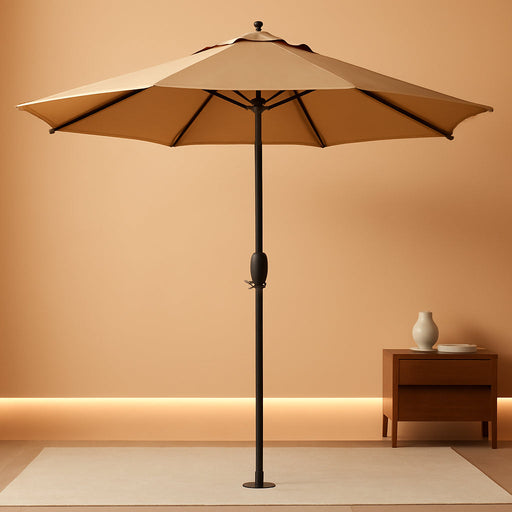 9Ft Patio Umbrella Outdoor Table Umbrella with 8 Sturdy Ribs (Tan)