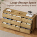 63" Wide 9 Drawer Wood Dresser for Bedroom with Legs, Natural Oak