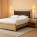 Signature Design by Ashley Hollymount King Size Bedframe, Bed Frame with Upholstered Panel Headboard, Touch LED Lighting with 3 Brightness Levels, Warm Oak Finish