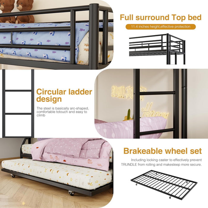 IndustrialGrade Twin Over Full SpaceSaving BunkBed Trundle