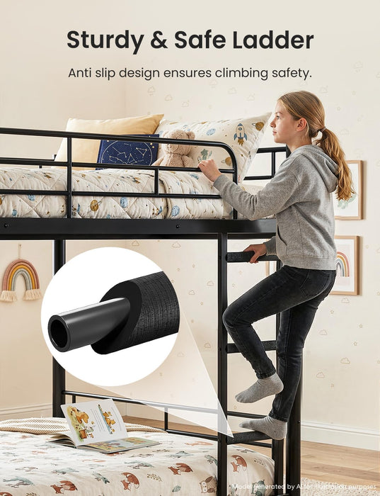 Black Full-Over-Full Heavy-Duty-Metal Bunk Bed With Drawers