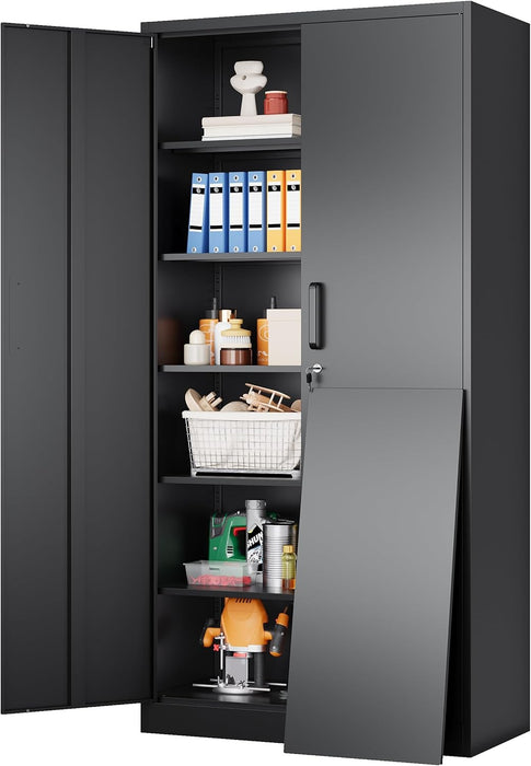 Black Storage Cabinet 72X36X18 Metal Garage Organizer