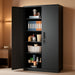Black Storage Cabinet 72X36X18 Metal Garage Organizer