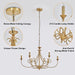 6-Light Modern Chandelier 36.6" Brass Candle Chandeliers Metal Gold Pendant Light Fixture for Dining Room Living Room Kitchen Island Foyer Entryway, E12 Base