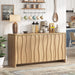 Fluted Buffet Cabinet with Storage, Kitchen Coffee Wine Bar Cabinet | Modern Sideboard Storage Cabinet with 3D Ripple Pattern Doors & Shelf for Dining Room,Living Room,Entryway, Natural, 57.9" W