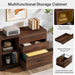 39-Inch Walnut Rolling File Cabinet With Compartments