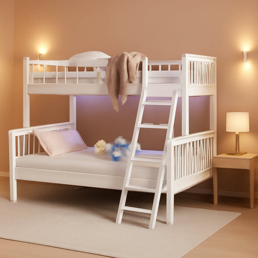 White Luxurious Hardwood SpaceSaving Bunk Bed Twin