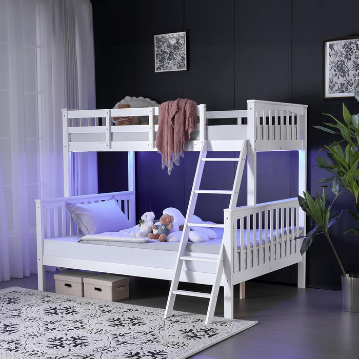 White Luxurious Hardwood SpaceSaving Bunk Bed Twin