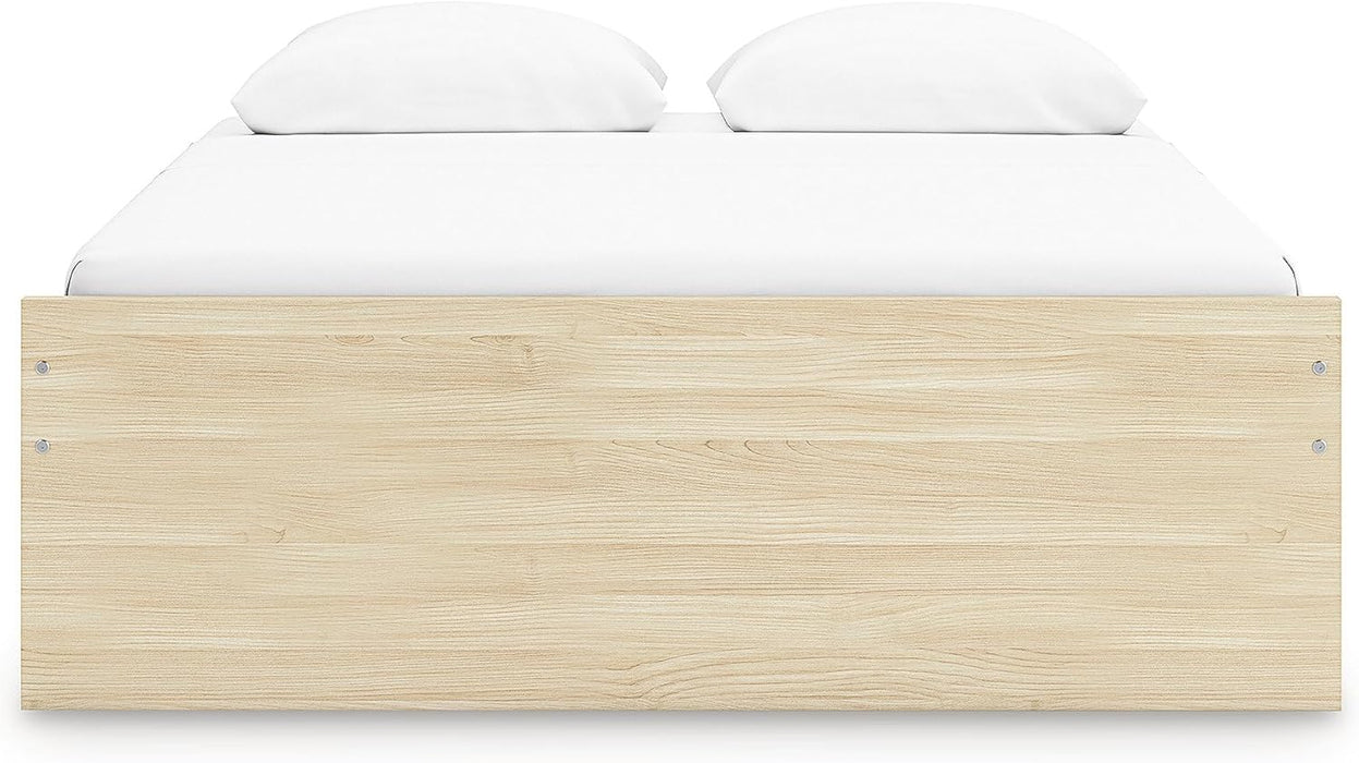 Signature Design by Ashley Onita Scandinavian Queen Platform Bed, Foundation or Box Spring Not Needed, Light Brown