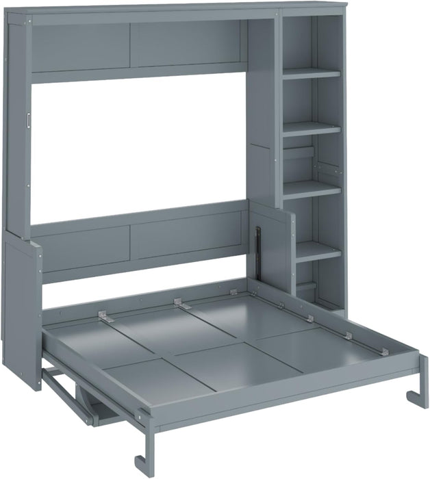 MurphyBed With Integrated Desk AndBookshelf Gray Storage