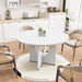 Round Dining Table for 4-6, 47” Modern Kitchen Dining Table Circle with Pedestal Wood Base,Rustic round Table for Kitchen, Living Room, Dining Room (White)