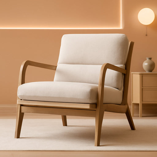 Accent Chair with Solid Wood Frame & Premium Fabric Upholstery – Modern Stylish Seating for Living Room, Bedroom & Small Spaces | Supportive, Easy-Clean Design
