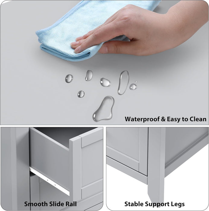 Grey 6 Drawer Dresser for Bedroom, Large Dresser with Deep Drawers & Metal Knobs, Modern Wooden Chests of Drawers for Entryway, Hallway