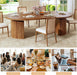 Extendable round Dining Table for 4-8, 39In-77In Long Large Kitchen Table with Fluted Base, Space Saving Modern Farmhouse Oval Dinner Tables for Dining Room, Kitchen, Living Room, Brown
