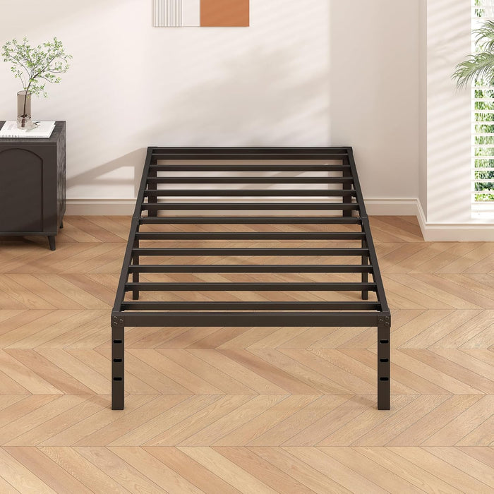 Metal Platform Bed Frame 14 Inch Tall,No Box Spring Needed,Twin Size Bed with Heavy Duty Strong Support Slats,Easy to Assemble,Black