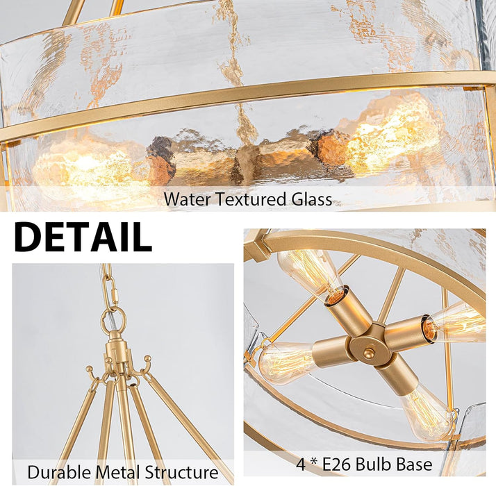 20.47" Modern Glass Chandelier, Gold Dining Room Light Fixtures over Table