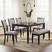 Langwest Dining Room Table Set, 4 Upholstered Chairs and Bench, Seats 6, Cushioned Seats, Wood, Cherry Brown
