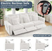 Recliner Sofa, 3 Seater Reclining Sofa with Pillows & Side Pockets, Comfy Corduroy Power Recliner Sectional Couches for Living Room, Apartment, Home Theater (White)