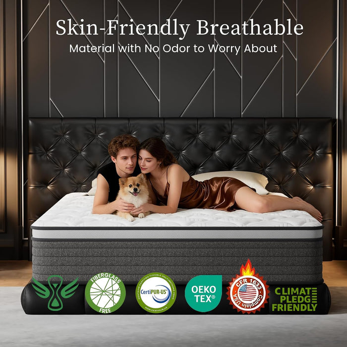 King Mattress 12 Inch Hybrid King Size-Gel Memory Foam Mattress in a Box, Individually Wrapped Pocket Spring, Pressure Relief Edge Support, Medium Firm