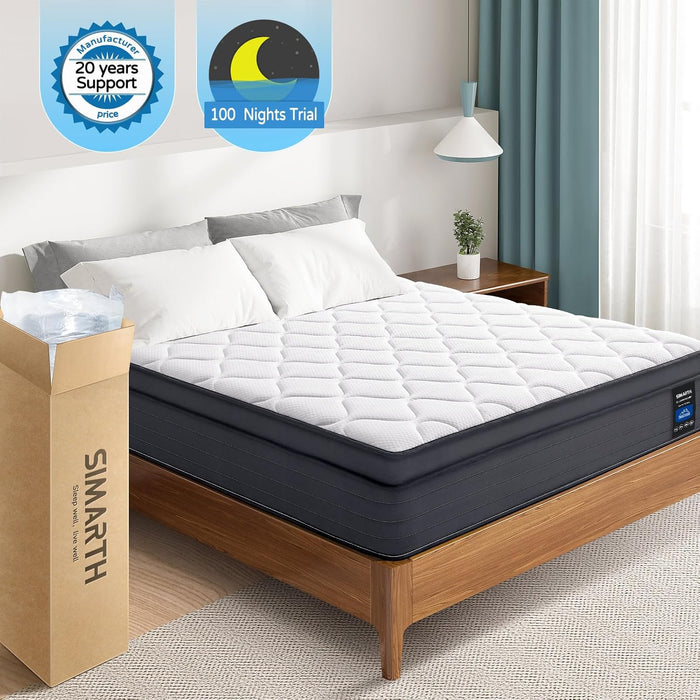 Queen Hybrid Mattress, 12 Inch, Medium-Firm, Motion Isolation