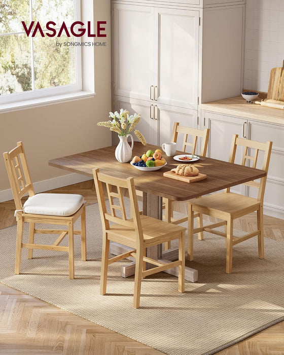 Wooden Dining Chairs, Set of 4, Kitchen and Dining Room Chairs, Removable Cushion, Curved Back, Each Supports 264 Lb, Golden Oak UKDC150N14