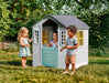 : Playhouse - White, Green, Yellow - Indoor & Outdoor Toy, Pretend Play, Sliding Shutters, Pet Gate, Waterproof Plastic, Toddler & Kids Ages 2+