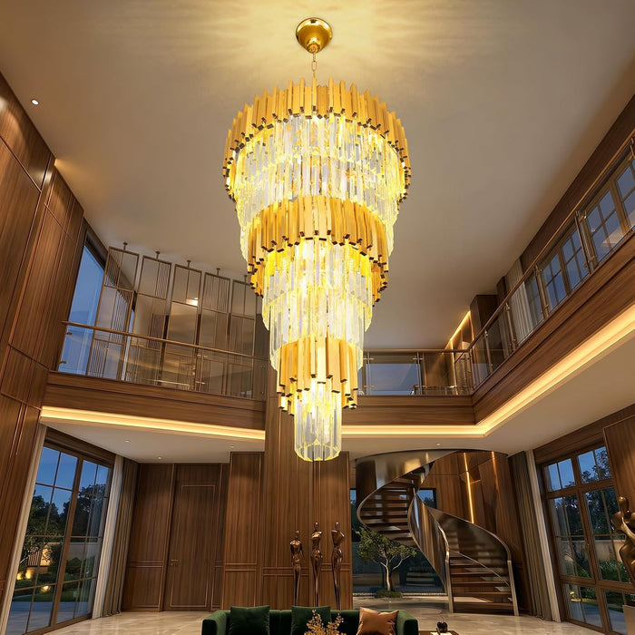 Gold Oversized Crystal Chandelier For High Ceilings