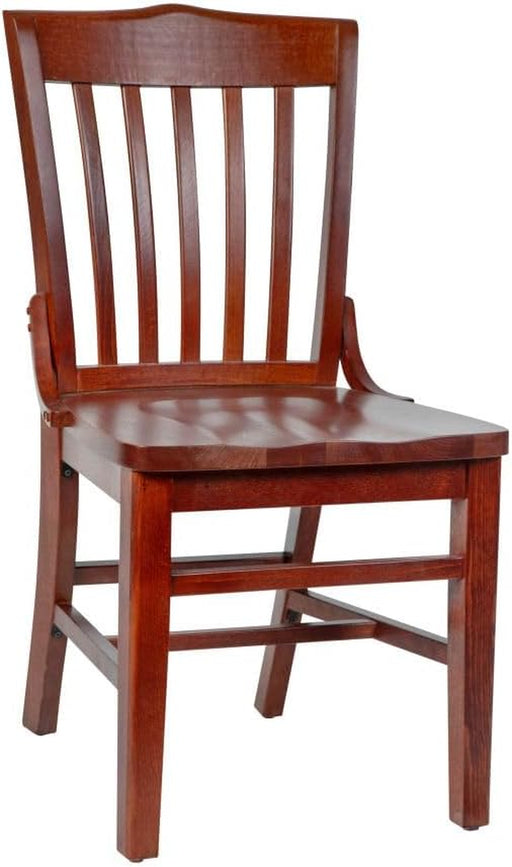 Hercules Series School House Back Wood Restaurant Chair, Classic Armless Dining Chair for Restaurants/Kitchens, Mahogany Wood Finish