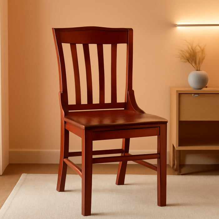 Hercules Series School House Back Wood Restaurant Chair, Classic Armless Dining Chair for Restaurants/Kitchens, Mahogany Wood Finish