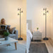 Black Floor Lamp for Living Room,Tall Standing Lamp Dimmable Tree Floor Lamps with 3 Rotatable Lights Glass Shade 66.5'' Modern Corner Lamp for Bedroom Office(3Led Bulbs Included)