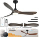 60 Inch Outdoor Ceiling Fans with Lights,Smart Wood Ceiling Fan for Alexa,Google & APP Control,Indoor/Outdoor,3 Blades,3Cct Dimmable,Deep Brown Walnut,Downrod Mount for Patio Porch