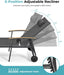 Outdoor Lounge Chair with Pillow, 5-Position Aluminum Chaise Lounge with Wheels & Armrests, 400 Lbs Heavy Duty Patio Pool Chair for Deck, Backyard, Beach & Poolside, Grey