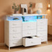 11 Drawers Dresser with Fabric Drawers,Charging Station, LED Lights and Shelves for Bedroom Storage Organization
