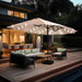 15 Ft Large Outdoor Patio Umbrella with Solar Led Lights & Base Included, Double-Sided Rectangular Table Umbrella with Stand, Market Umbrellas for Deck Poolside Garden Backyard, Beige