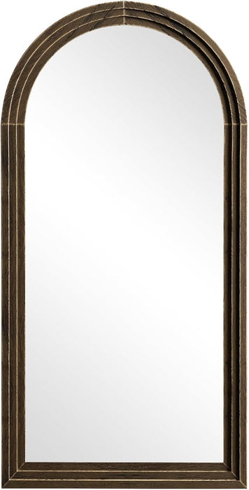 65"X22" Arched Full Length Mirror with Solid Wood Frame, Walnut