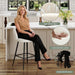 Barstools Set of 4, 30" Bar Height Velvet Bar Stools, Beige