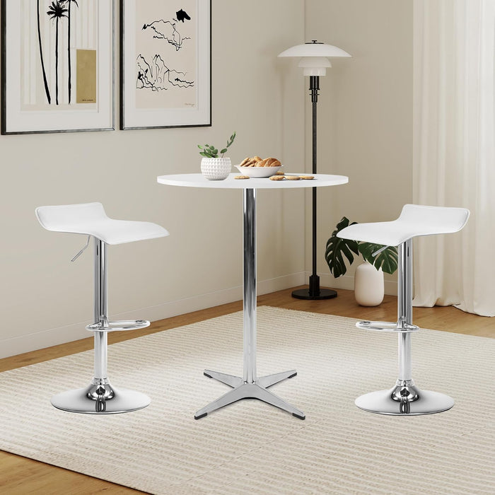 White Round Pub Table With SturdyCrossbase 39Inches