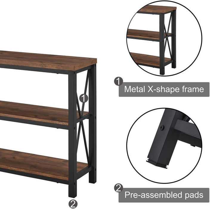 Rustic Console Table behind Couch, Industrial Entryway Table with Shelves, Farmhouse 3 Tier Sofa Tables for Living Room, Entry, Hallway (47 Inch, Rustic Oak)