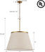24" Boho Chandelier, Tapered Fabric Drum and Antique Gold Accents Paint Finish Shade Pendant Lighting for Nursery Room Dining Room Living Room Kitchen
