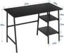 43" Home Office Computer Desk Trestle Desk with 2 Shelves Writing Study Workstation Style Wood Table Metal Frame for Home Office Reversible Storage Desk, Black