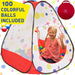 Kids Play Tent with 100 Balls – 39″X39″ Pop-Up Ball Pit Playhouse – Indoor/Outdoor Toy with Mesh Windows & Carry Bag
